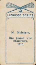 1910 Imperial Tobacco Lacrosse Color (C60) #12 M. McIntyre Back